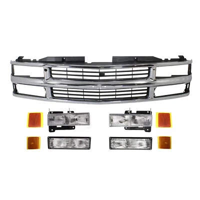 Grille & Headlight Kit For 1994-1999 Chevrolet C1500 Suburban K1500 Plastic 9PCS - Imagem 1 de 4