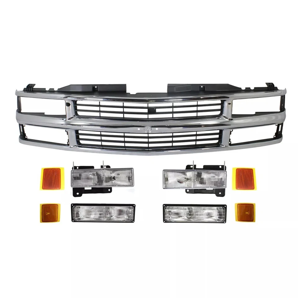 Grille & Headlight Kit For 1994-1999 Chevrolet C1500 Suburban K1500 Plastic 9PCS - Image 1 of 4