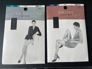 VINTAGE ST MICHAEL MARKS & SPENCER GLÄNZENDE & MATTE STRUMPFHOSE SCHWARZ GRÖSSE SMALL & MED - Bild 1 von 2