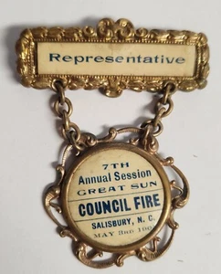 1907 Vintage North Carolina ORDER of RED MEN Council Fire Medallion - Picture 1 of 3