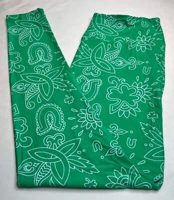 NUEVO Leggings Lularoe TC2 VERDE BLANCO Trébol NUDO TRINIDAD CELTA Patrick Clover Foto 1 de 4