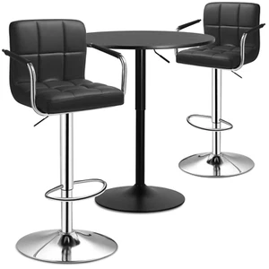 3 Piece Wooden Pub Table 2 Bar Stools Set Adjustable Counter Height Dining Chair - Picture 1 of 12