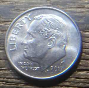 2017 P roosevelt dime With  Die Chips On The Obverse And  Reverse. 