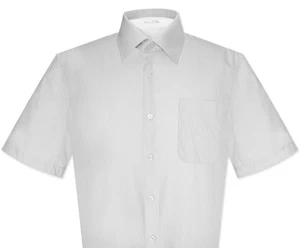 Camicia elegante uomo Biagio 100% cotone manica corta tinta unita colore grigio argento tg 2XL - Foto 1 di 2