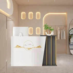 Reception Estetica Curva, Scrivania Con Cassetti per Negozio, Banco Vendita per - Foto 1 di 12