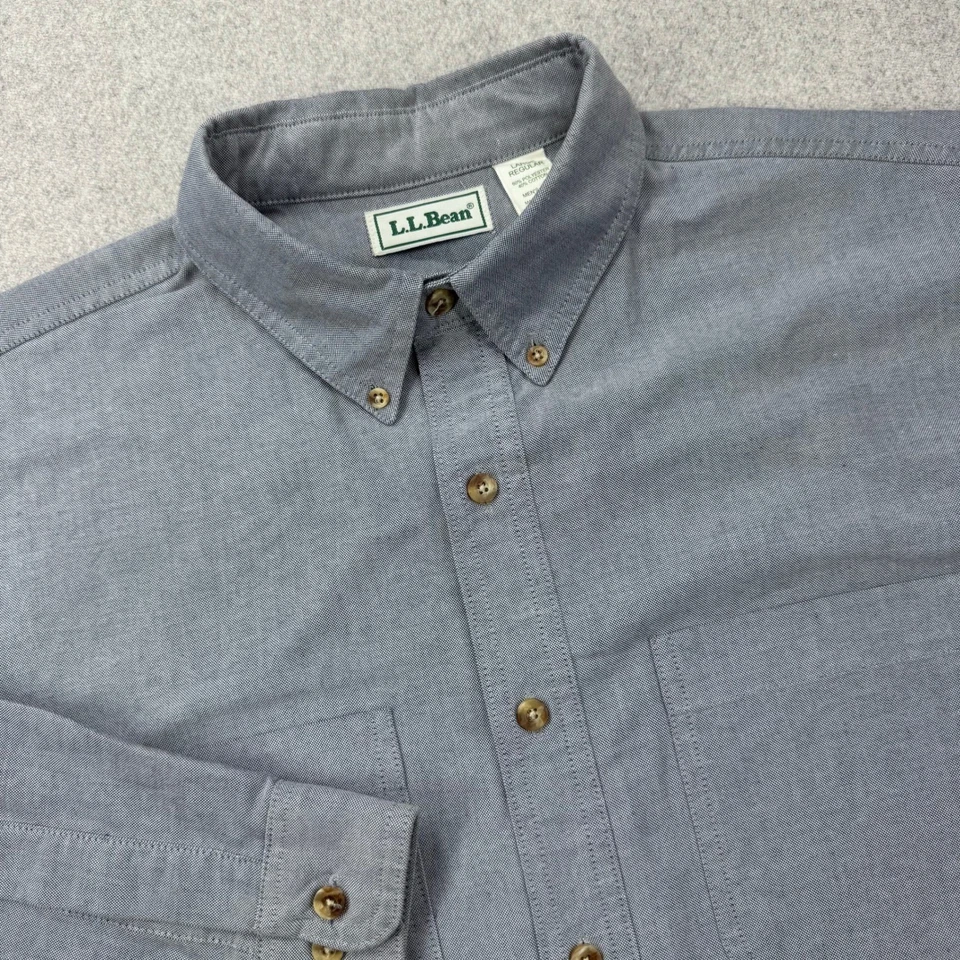Camisa Oxford LL Bean de Colección Años 90 Para Hombre Grande Azul Mezcla de Algodón Hecha en EE. UU. *DEFECTUOSA Foto 1 de 4