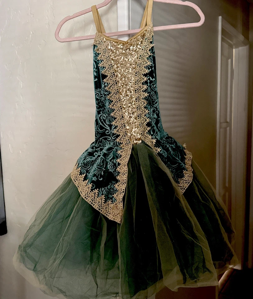 Weissman Princess Dress Up/Play Sleeveless Green/Gold Girls Size XS - Image 1 of 4