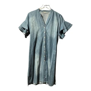 Abito camicia jeans Given Kale cotone invecchiato con bottoni taglia L - Foto 1 di 11