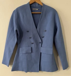Thurley Knit Blazer Size L Blue - Picture 1 of 5