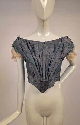 GUERRA CIVIL AÑOS 1860 VESTIDO BOLA SEDA CORPIÑO FR ORIGINAL GEORGIA ESTATE Foto 1 de 4