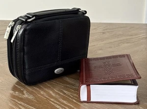 Faux Black Leather Bible Cover Ichthus Fish Emblem Cross Zippers Bible Included - Picture 1 of 23