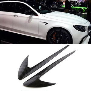 2x Black Carbon Fiber Vent Fender Trim Boomerang Sticker Emblem Fit For Benz AMG - Picture 1 of 5