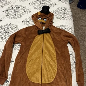 Five Nights At Freddys Costume Child Kids Large Freddy Fazbear Pj Zip Up - Picture 1 of 3
