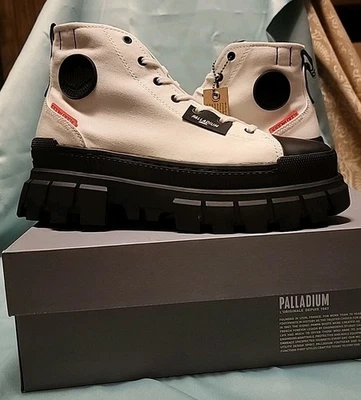 PALLADIUM Revolt HI TX Women's Size 10 Black And White - Image 1 of 4