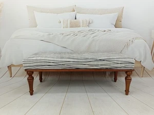 Footstool Bench Wood Work Bench Piano Bench Striped Bench Sitting Bench - Picture 1 of 10