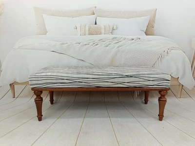 Footstool Bench Wood Work Bench Piano Bench Striped Bench Sitting Bench - Image 1 of 4