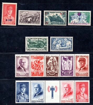 FRANCE 1942 SEMI-POSTALS MINT NEVER HINGED COLLECTION OF 94 STAMPS COMPLETE SETS - Image 1 of 4