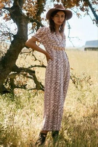 Anthropologie GREYLIN Jumpsuit S Lisette Wide-Leg Pant Snake Print Tie-Waist NWT - Picture 1 of 4