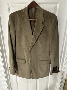 NWT Corduroy Jacket Monsieur Adolfo Mens 42L Suit Jacket Blazer Olive 2 Button - Picture 1 of 6