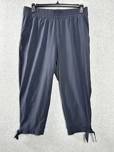 T by Talbots Capris Womens L Pull On Elastic Waist Tie Hems Lightweight Stretchy - Picture 1 of 9