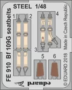 Eduard 1/48 Bf 109G seatbelts STEEL EDUARD - FE910 - - Foto 1 di 1