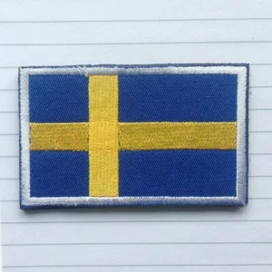 2Pcs Sweden Flag Swedish Flag Embroidery Militray Tactical Hook Loop Patch Badge - Picture 1 of 4
