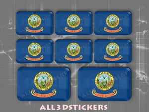8 x 3D Stickers Resin Domed Flag Idaho - USA Adhesive Decal Vinyl - Picture 1 of 1
