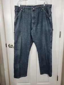 Wrangler Men's Carpenter Jeans Size 37x30 Straight Leg Denim Blue Jeans - Picture 1 of 8
