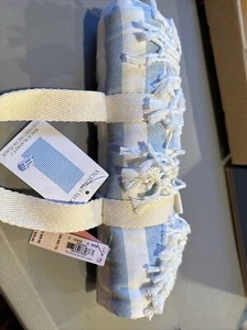 NWT Victoria's Secret Blue & White Striped Beach Towel W/ Carry Handle 34”x64” - Picture 1 of 3