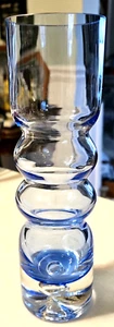 Vintage ASEDA Sweden Blue Bubble Glass Vase pin pontil 7 -7/8" Hand Blown MCM - Picture 1 of 15