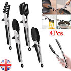 4PC Stainless Steel Food Clip Tool Silicone Home Kitchen Cooking Salad BBQ Tongs