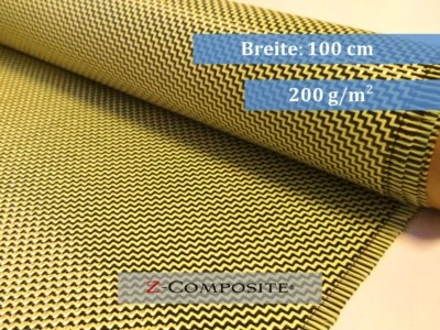 Z-COMPOSITE Hybridgewebe 200g/m² Aramid, Carbon-Kevlar, Z-HGH-Twill200, NEU, Gefaltet! Köper