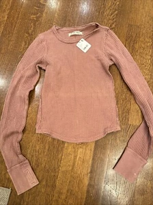 Free People Waffle long sleeve T-shirt rose color size XS NWT - Picture 1 of 7