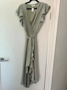 NWT TUSSAH DESIGNER SAGE GREEN WRAP DRESS ..SIZE 14 - Picture 1 of 12