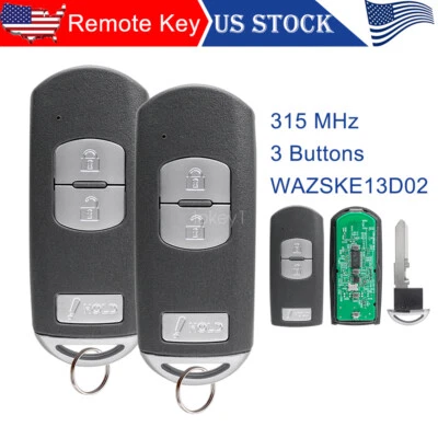 2 Smart Key controle remoto Fob 3b para 2014 2015 2016 2017 2018 Mazda 3 CX-5 WAZSKE13D02 - Imagem 1 de 4