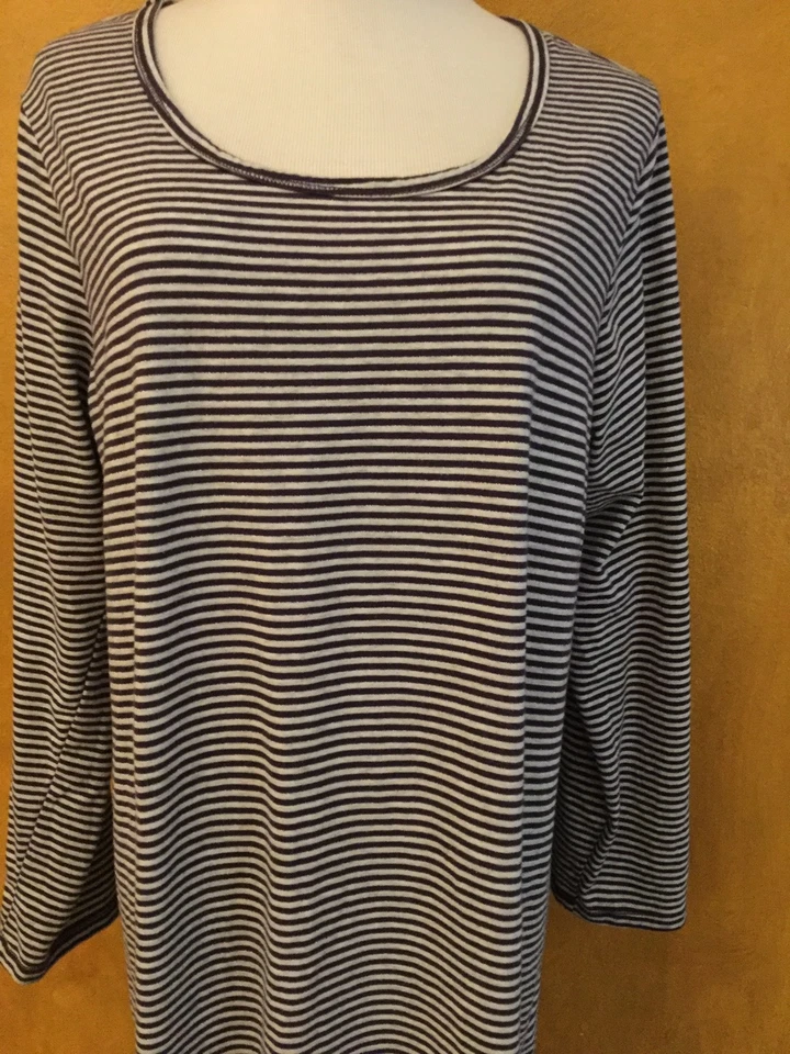 Camisa para dormir Nordstrom Plus para mujer púrpura gris y plata a rayas brillantes talla 1X Foto 1 de 4