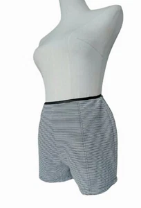 MOSSMAN Ask But Don't Tell grey mini shorts black white stripes zip lined 10 - Picture 1 of 12