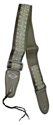 Tracolla Cintura per Chitarra Nera Decori Argento Cinta Rinforzata Standard - Immagine 1 di 4