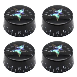 4x Acrylic Bass Guitar Knobs Volume Tone Control Knobs Black Inlaid Abalone Star - Bild 1 von 6