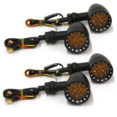 4 PIEZAS Luces LED ámbar de señal de giro bala negra para Harley Sportster XL 1200 883 Foto 1 de 4