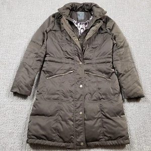 Y2k Guess Puffer Coat Womens Small Brown Quilted Leopard Print Long Jacket - Picture 1 of 13