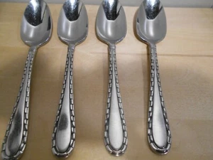 4 Oneida  Stainless MADRID RECTANGLE Pattern Place or Oval Soup Spoons 7869 - Picture 1 of 3