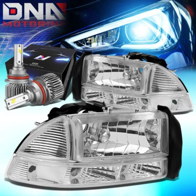 For 1997-2004 Dodge Dakota/Durango Bumper Dual Head Lamp W/LED Slim Style Chrome - Image 1 of 4