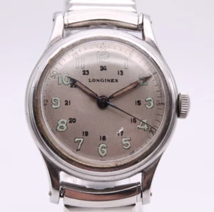 Vintage Longines 33mm Sei Tacche Stainless Steel Mens Military Style Watch - Picture 1 of 7