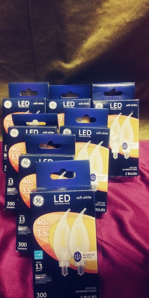 14- GE LED Soft White 40w/3.5w Decorative Clear Candelabra  LED CAC Bulbs - Image 1 of 3