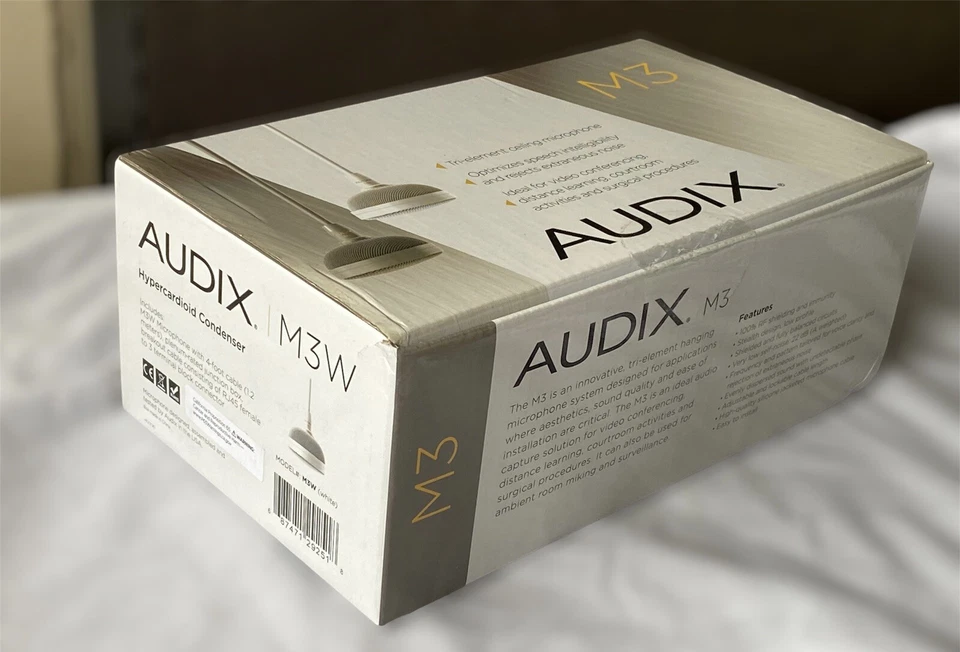 AUDIX M3W MIAVIA Tri-Element Hanging Ceiling Microphone with 4' Cable (White) - Image 1 of 2