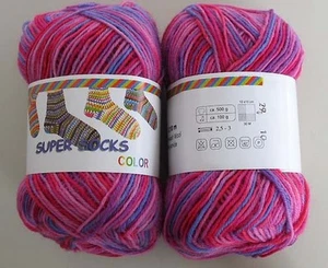 SuperSocks Sock Yarn Pink & Light Blue Shades #29 Italian Collection - 4 skeins - Picture 1 of 1