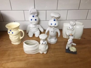6 PILLSBURY DOUGH BOY COLLECTORS PIECES-BANK BEANIE CUP SCOURING PAD NAPKIN ETC. - Picture 1 of 28