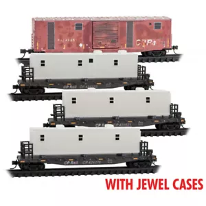 Paquete de 4 vagones planos y vagones N MICRO TRAINS 983 02 212 CP Rail Camp Car - Imagen 1 de 3