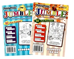 NEW Lot 2 Penny Press Dell JUMBLE Word Scramble Puzzles Books 97 Puzzles Each - Foto 1 di 1